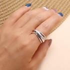 Layered Alloy Open Ring Silver - One Size