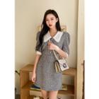 Set: Chelsea-collar Tweed Blouse + Band-waist Skirt