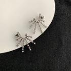 Rhinestone Fringed Earring 1 Pair - Gunmetal Black - One Size