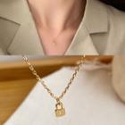 Alloy Mini Padlock Pendant Necklace Lock - Gold - One Size
