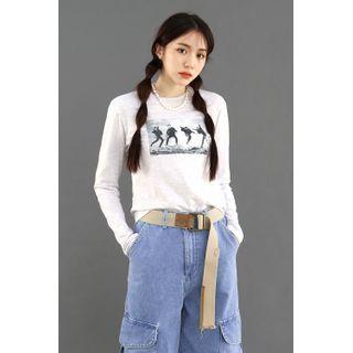 Printed M Lange Cotton T-shirt Oatmeal - One Size