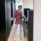 Leopard Long-sleeve Mini A-line Dress