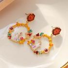 Alloy Rabbit & Flower Hoop Dangle Earring 1 Pair - As Shown In Figure - One Size