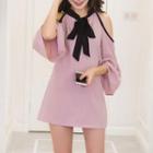 Cold Shoulder Bell-sleeve Shift Dress