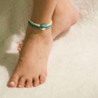 Turquoise Anklet 0245 - Set Of 2 - White & Blue - One Size