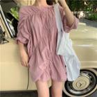 Elbow-sleeve Long T-shirt Mauve Pink - One Size