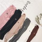 Moon Embroidered Long-sleeve Slim-fit T-shirt