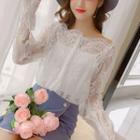 Set: Lace Long-sleeve Blouse + Camisole Top