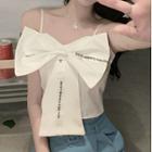 Sleeveless Lettering Bow-accent Top