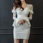 Lace Long-sleeve Sheath Mini Dress