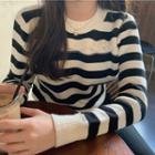 Long-sleeve Cutout Striped Sweater
