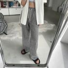 Drawstring Gingham Wide Leg Pants