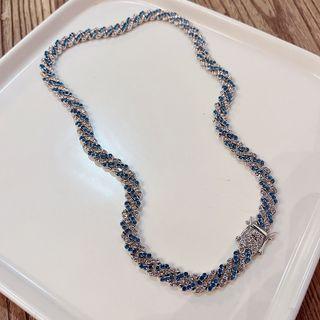 Rhinestone Stainless Steel Necklace Silver - One Size