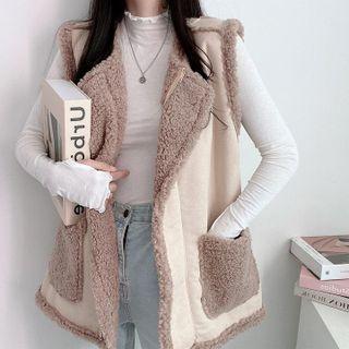 Open Front Faux Shearling Vest