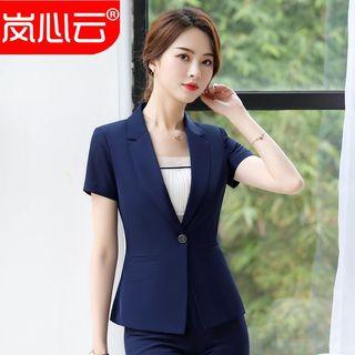 Short-sleeve Single Button Blazer / Pencil Skirt / Dress Pants / Set