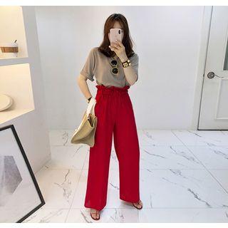 Paperbag-waist Linen Blend Pants