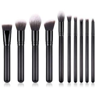 Set Of 10: Makeup Brush Set Of 10 - Black - One Size
