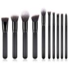 Set Of 10: Makeup Brush Set Of 10 - Black - One Size