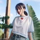 Short-sleeve Two-tone Cropped T-shirt