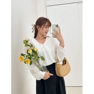 Plus Size Chelsea-collar Pleated Blouse