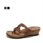 Genuine Leather Wedge Flip-flops