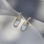 Rhinestone Hoop Drop Earring 1 Pair - White & Gold - One Size