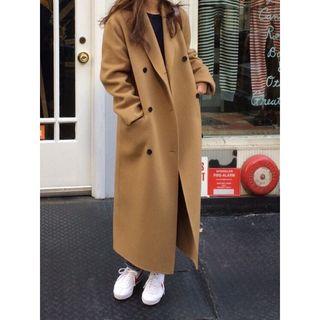 Notch Lapel Double-buttoned Maxi Coat