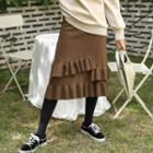 Frilled-detail Midi Knit Skirt