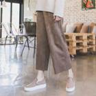 Banded Paperbag-waist Faux-suede Pants