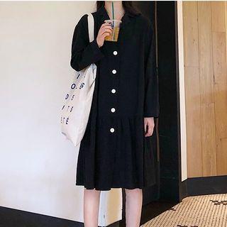 Single-breasted Long-sleeve Dress