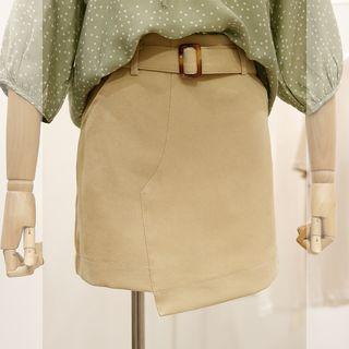 Belted Asymmetric A-line Skirt