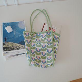 Floral Tote Bag Pink & Green - One Size