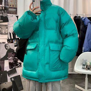 Stand-collar Plain Padded Coat
