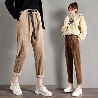 High-waist Buckled Corduroy Pants