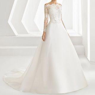 Long-sleeve Lace Trained A-line Wedding Gown