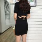 Crisscross Back Short Sleeve Knit Dress