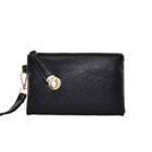 Faux Leather Wristlet Black - One Size