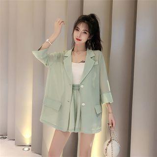 Set: Single Breasted Blazer + Wide-leg Shorts