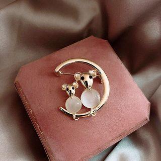 Alloy Mouse Brooch Gold - One Size