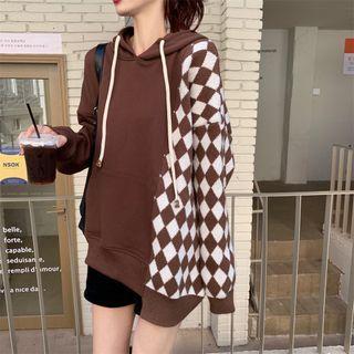 Argyle Loose-fit Hoodie Caramel - One Size