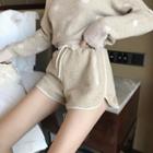 High-waist Fleece Wide-leg Shorts