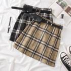 High-waist Wool Skirt With Waistbag