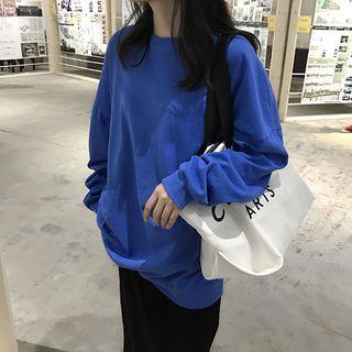 Plain Oversized Sweatshirt / Straight Cut Midi Skirt