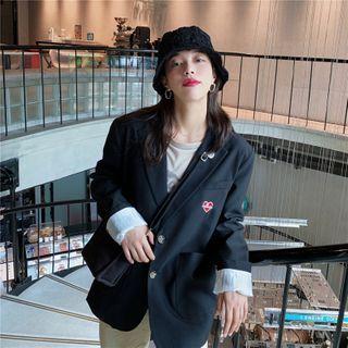 Heart Embroidered Single Breasted Blazer