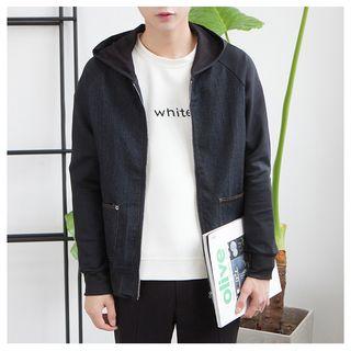 Lettering Back Color Panel Hooded Jacket