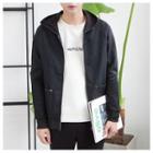 Lettering Back Color Panel Hooded Jacket