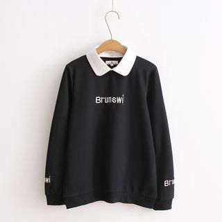 Mock Two-piece Letter Sweatshirt With Detachable Collar