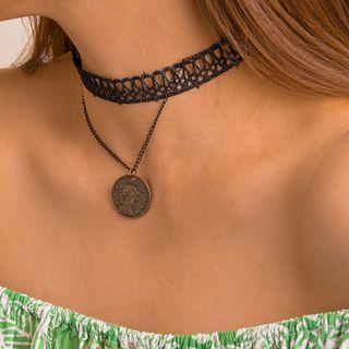 Coin Choker N3546 - Black & Copper - One Size