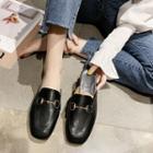 Faux Leather Snaffle Loafer Mules