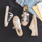 Plaid Panel Canvas Lace-up Sneakers